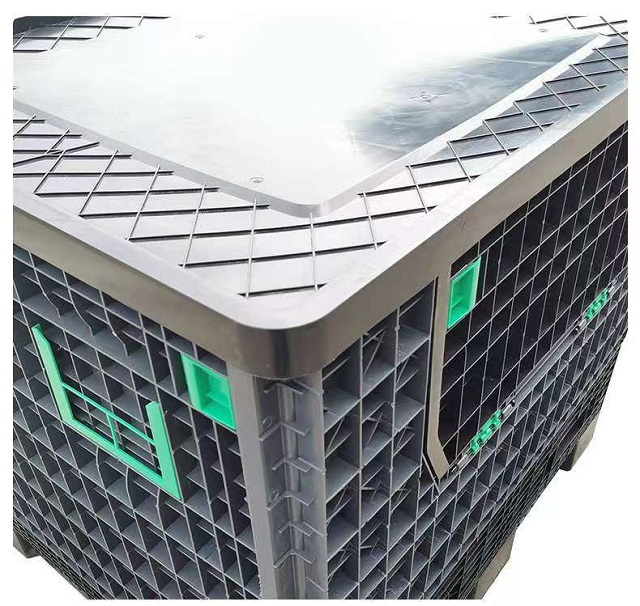 Robuster, zusammenklappbarer Kunststoff-Palettenbehälter mit Deckel