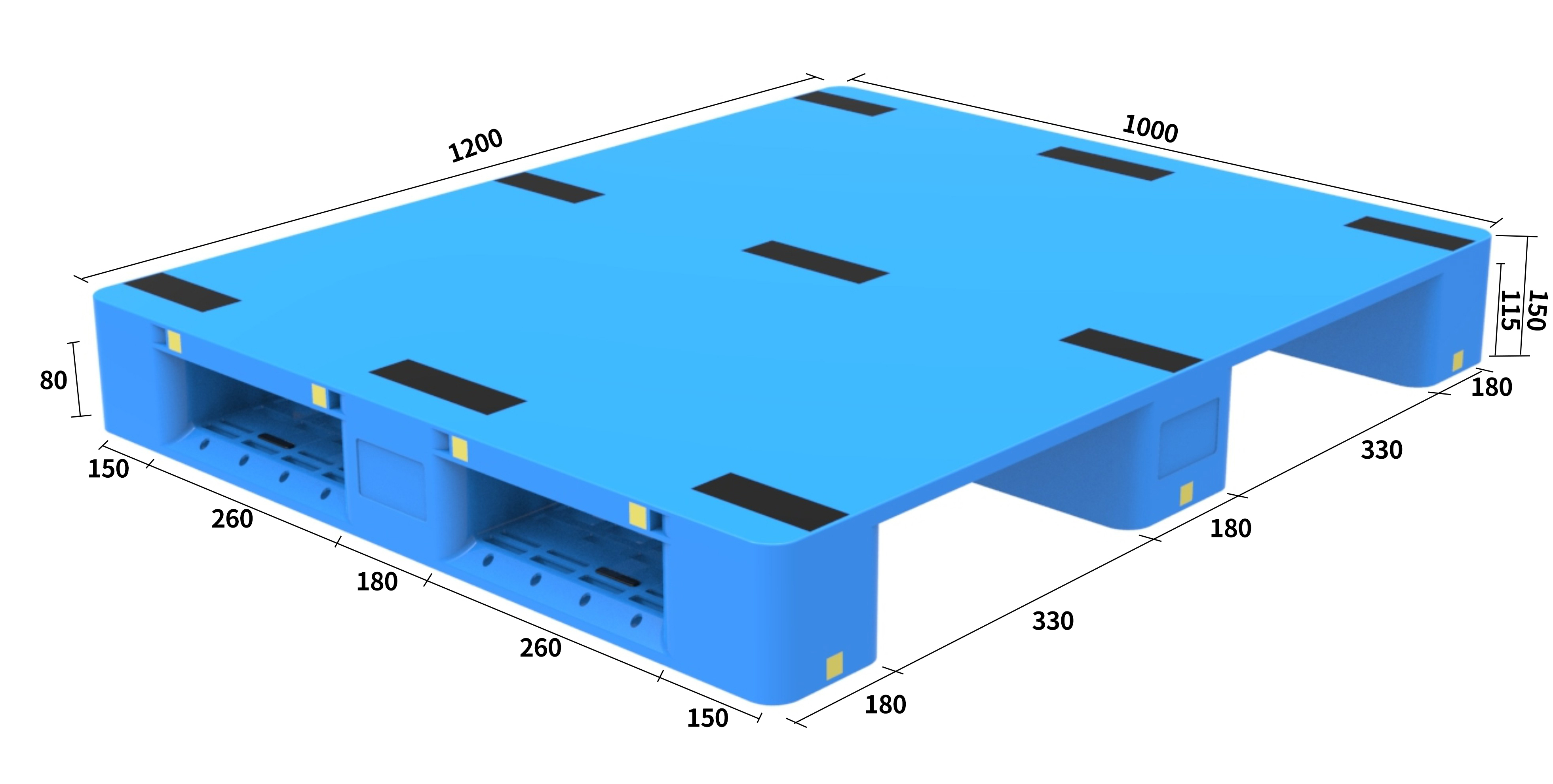 40 x 48 HDPE-Kunststoffpaletten mit rutschfester, fester Oberseite und regalfähiger Oberfläche