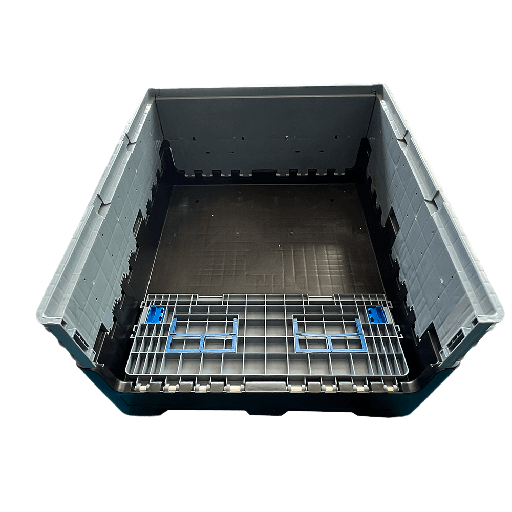 1200 x 1000 x 595 wiederverwendbare, zusammenklappbare Kunststoff-Palettenbox für Massenspeicher