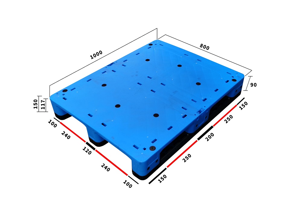 1000 x 800 starre, regalfähige RFID-Kunststoffpalette zur Lagerung