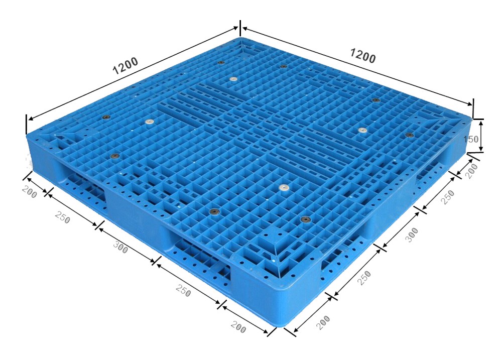 4-Wege-blaue, FDA-zugelassene stapelbare HDPE-Gitter-Kunststoffpalette