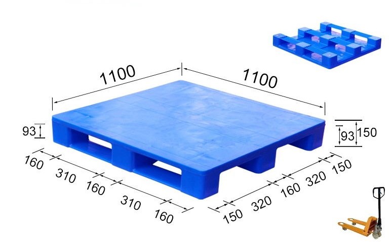 1100 x 1100 robuste, regalfähige Kunststoffpaletten mit fester Oberseite