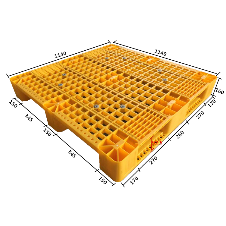Gelbe, quadratische, regalfähige HDPE-Kunststoffpaletten für die Automatisierung