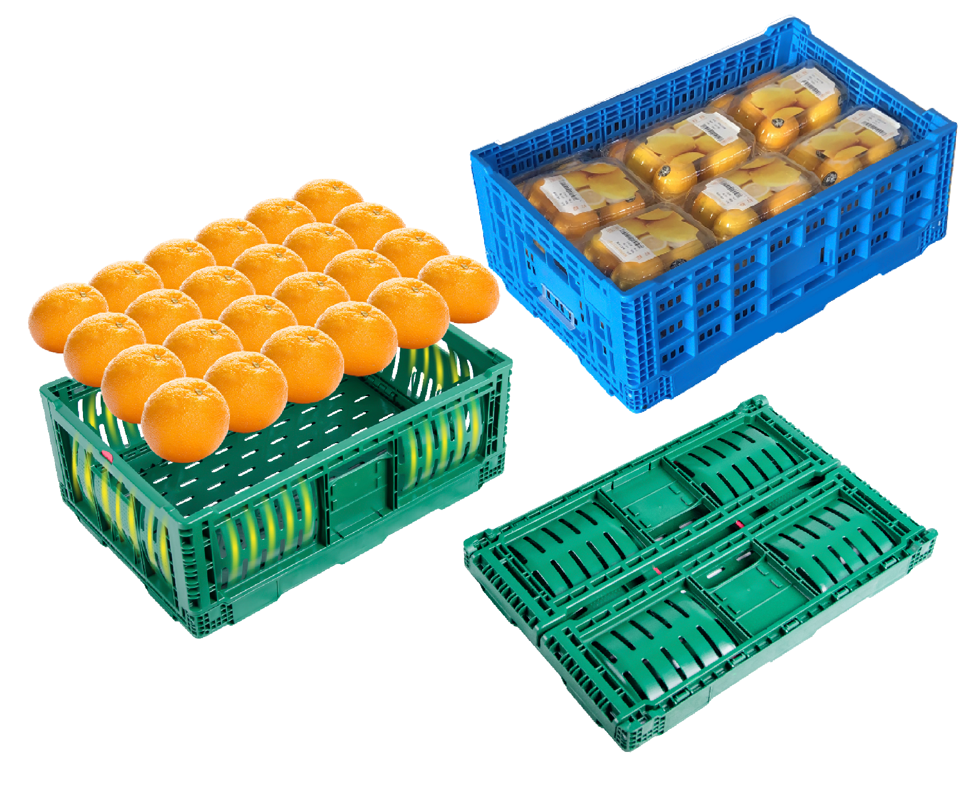 faltbare Kunststoffkisten für Obst und Gemüse