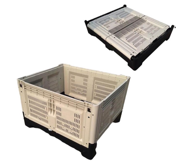 Große, stabile, zusammenklappbare Palettenbox aus Kunststoff
