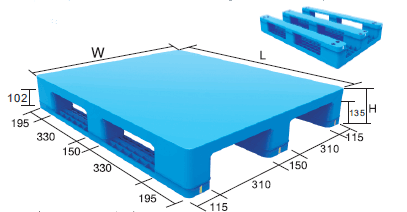 1200 x 1000 hohe, regalfähige Polyethylen-Hochleistungspaletten aus Kunststoff