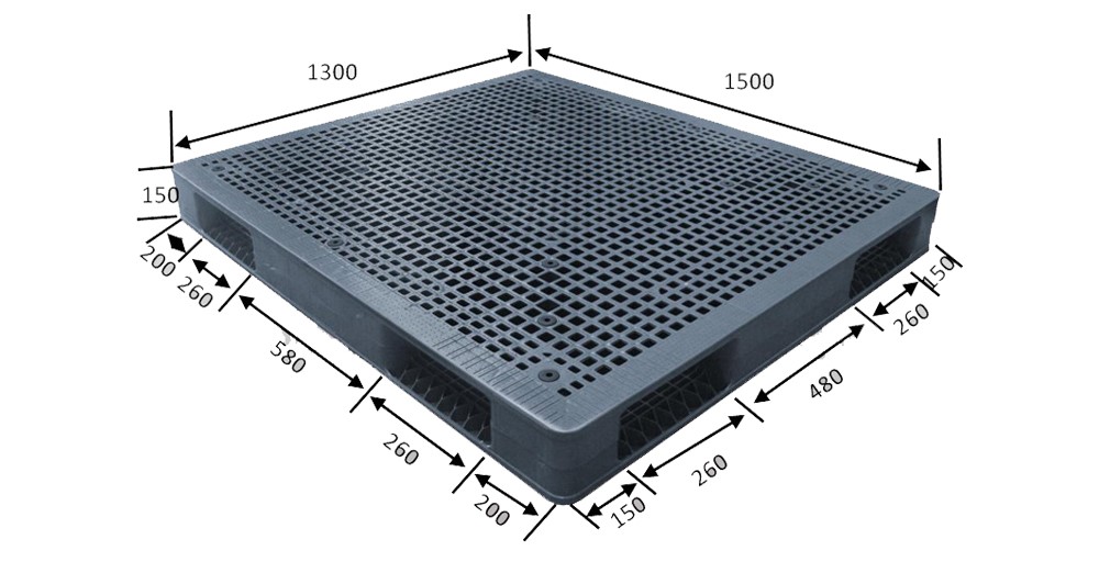 HDDFGNS1513B 1500 x 1300 graue Doppeldeck-Kunststoffpalette