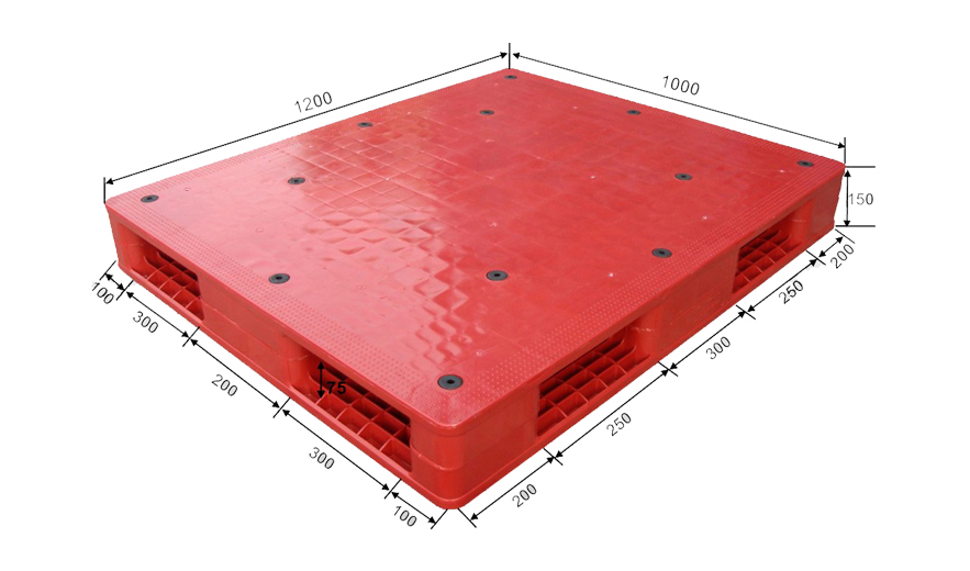 1200 x 1000 rote Lagerhalle, die flache, wendbare Kunststoffpaletten stapelt