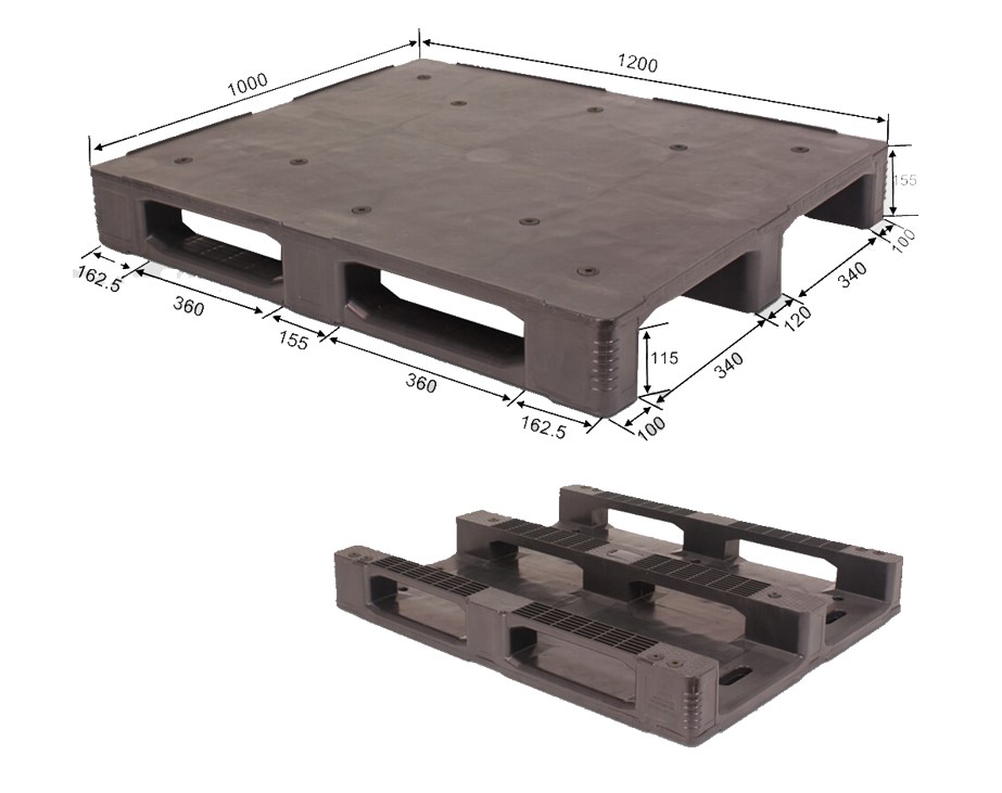 1200 x 1000 robuste, regalfähige Kunststoffpaletten mit Lippe