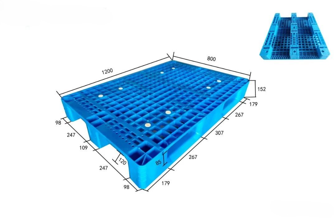 1200 x 800 regalfähige, recycelte HDPE-Spritzguss-Kunststoffpaletten