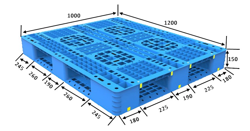 HDFGWS1210D 1200 x 1000 UK-Standardgröße, stapelbare, offene Kunststoffpalette