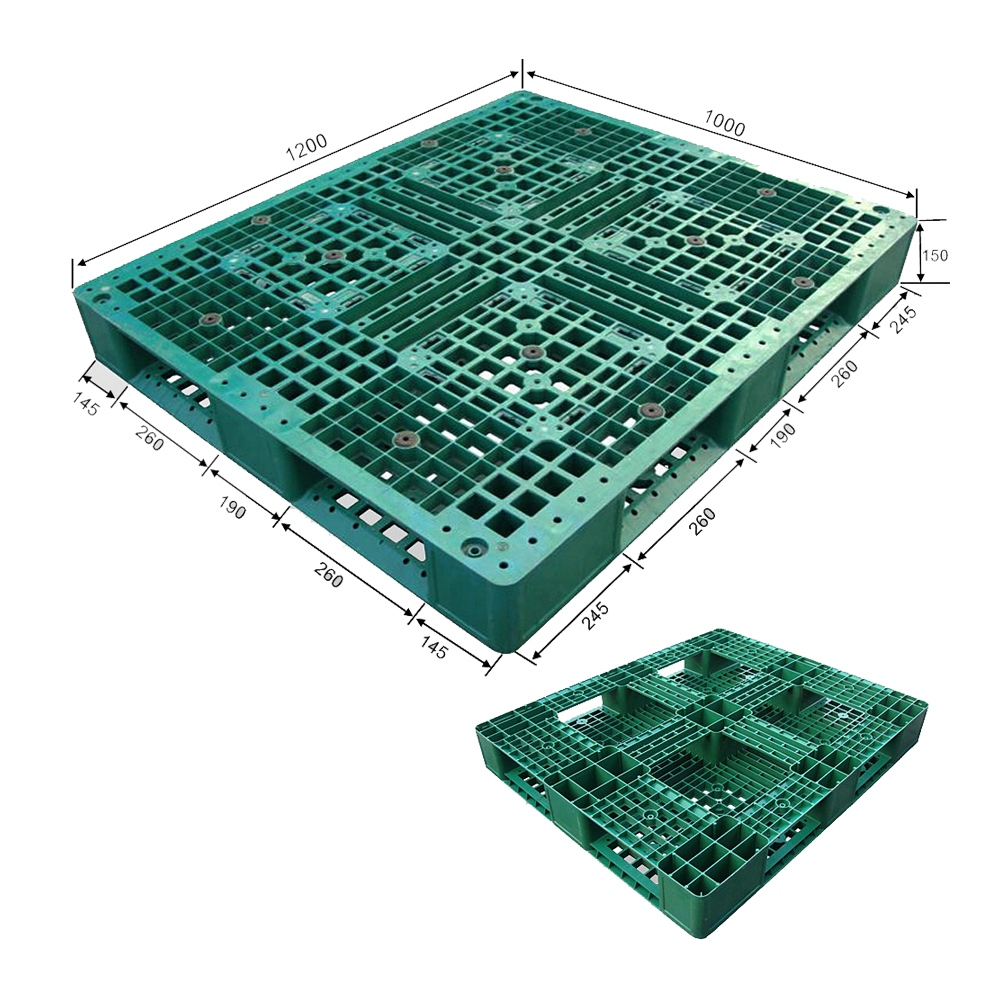 1200 x 1000 grüne stapelbare Kunststoffpaletten