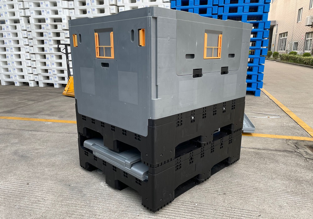 Hochleistungs-Palettenbox aus zusammenklappbarem Kunststoff