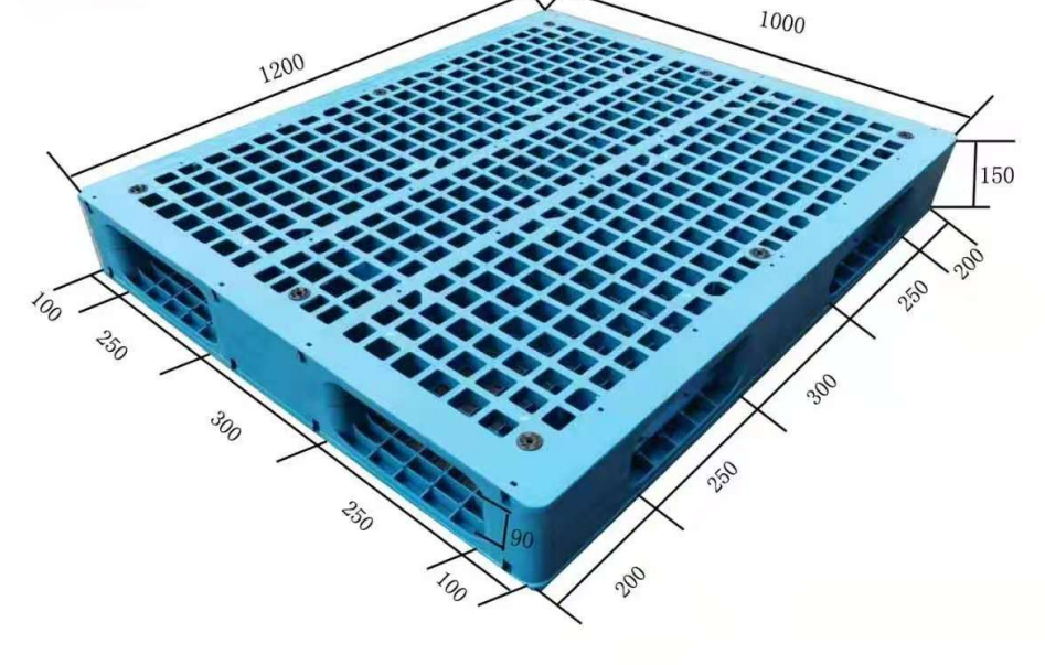 Stapelbare, wendbare Kunststoffpalette aus PP in ISO-Größe 48 x 40