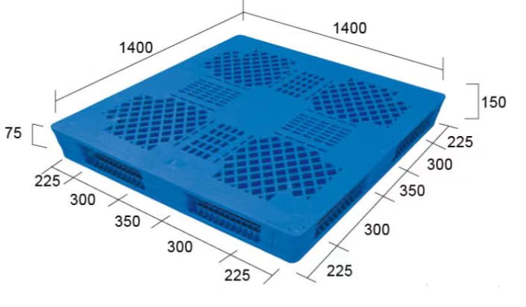 Große, quadratische, robuste, umkehrbare Industrie-Kunststoffpalette