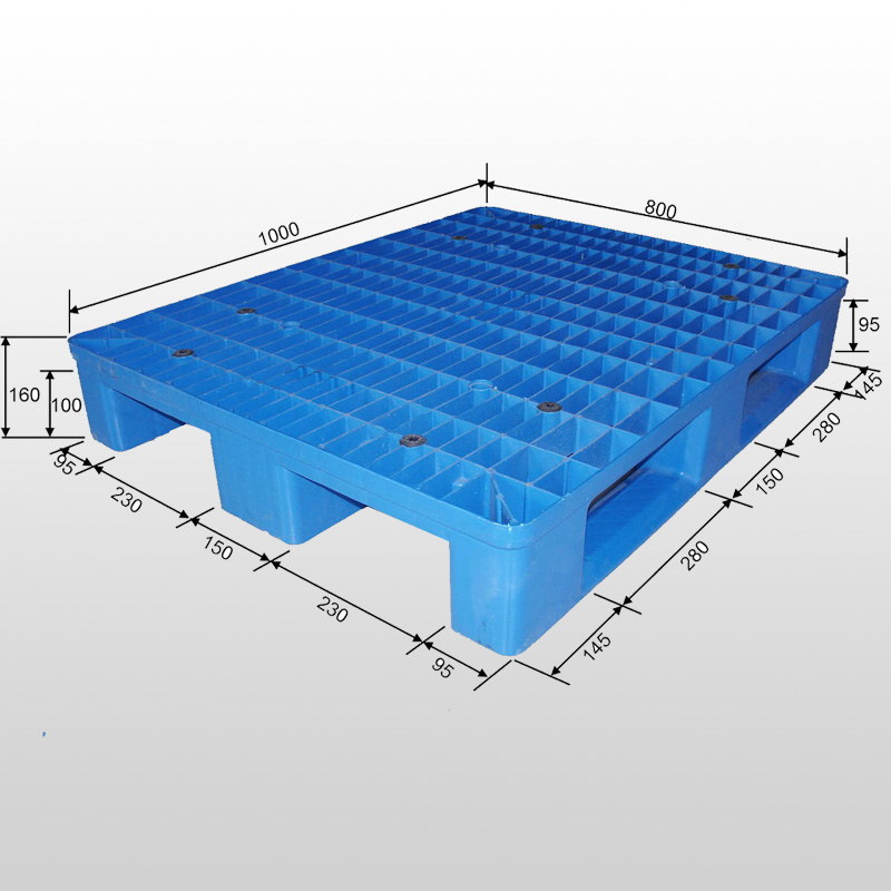 Lieferanten von Kunststoffpaletten Kunststoffpalette mit offenem Deck und 3 Kufen unten