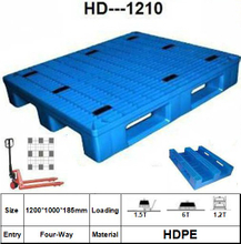 Kunststoffpalette mit 3 parallelen Stangen am Boden, regalf&auml;hig