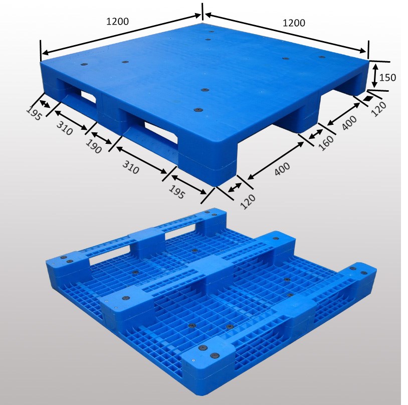48 x 48 3-Läufer-Kunststoffpaletten mit geschlossenem Deck, schachtelbar
