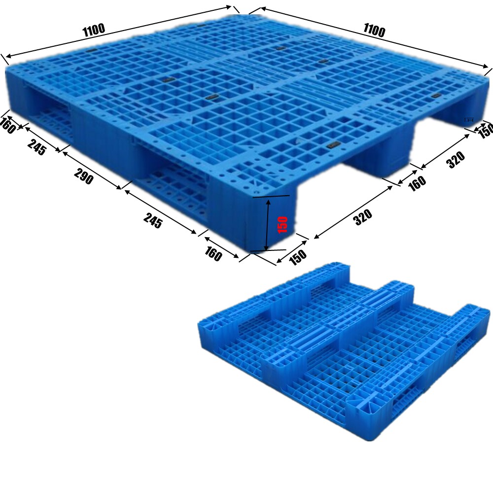 Glattes Design, Vier-Wege-Einstieg, 1100 x 1100 Kunststoffpaletten 