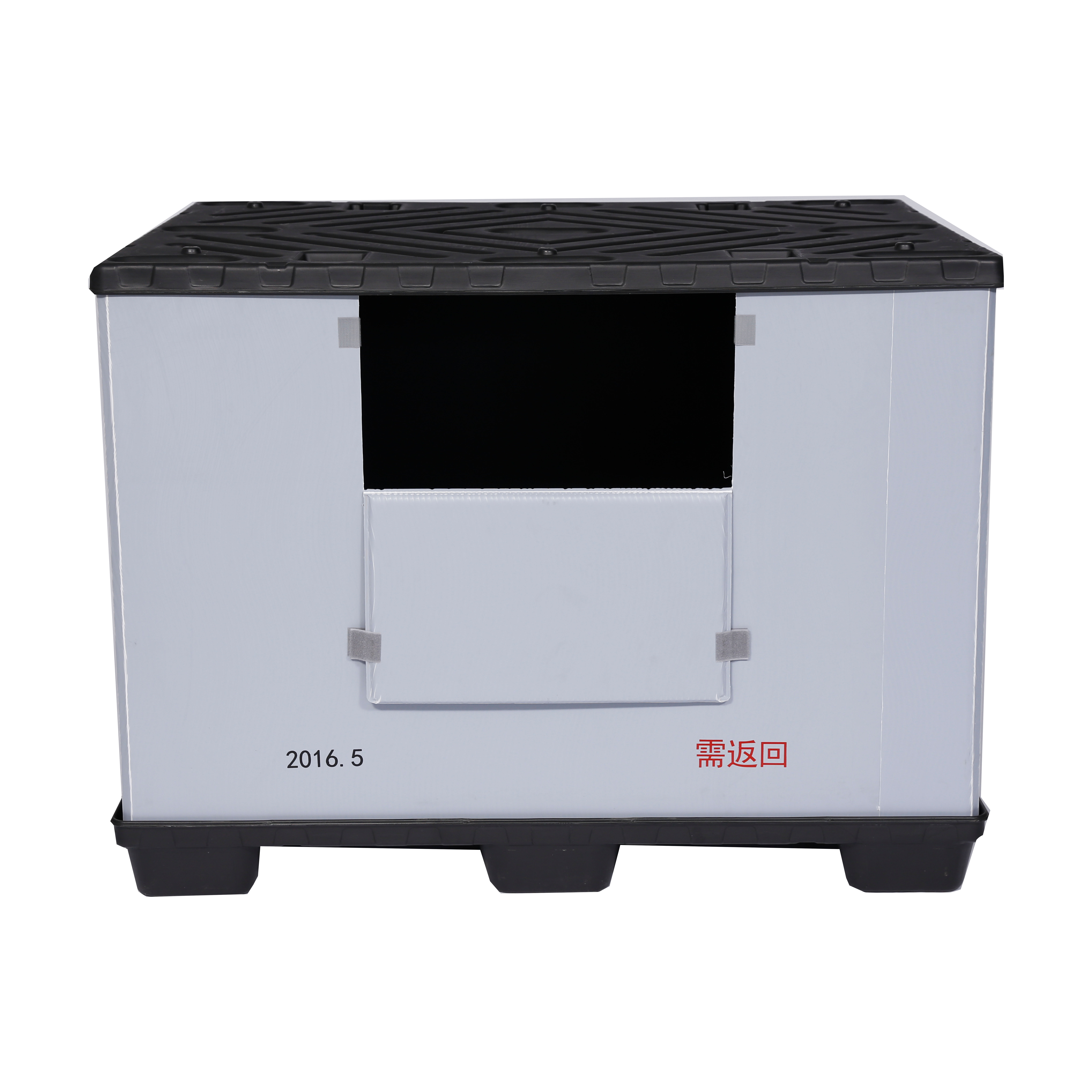 Box mit Palettenhüllen aus PP-Kunststoff mit Gussdeckel und Palette