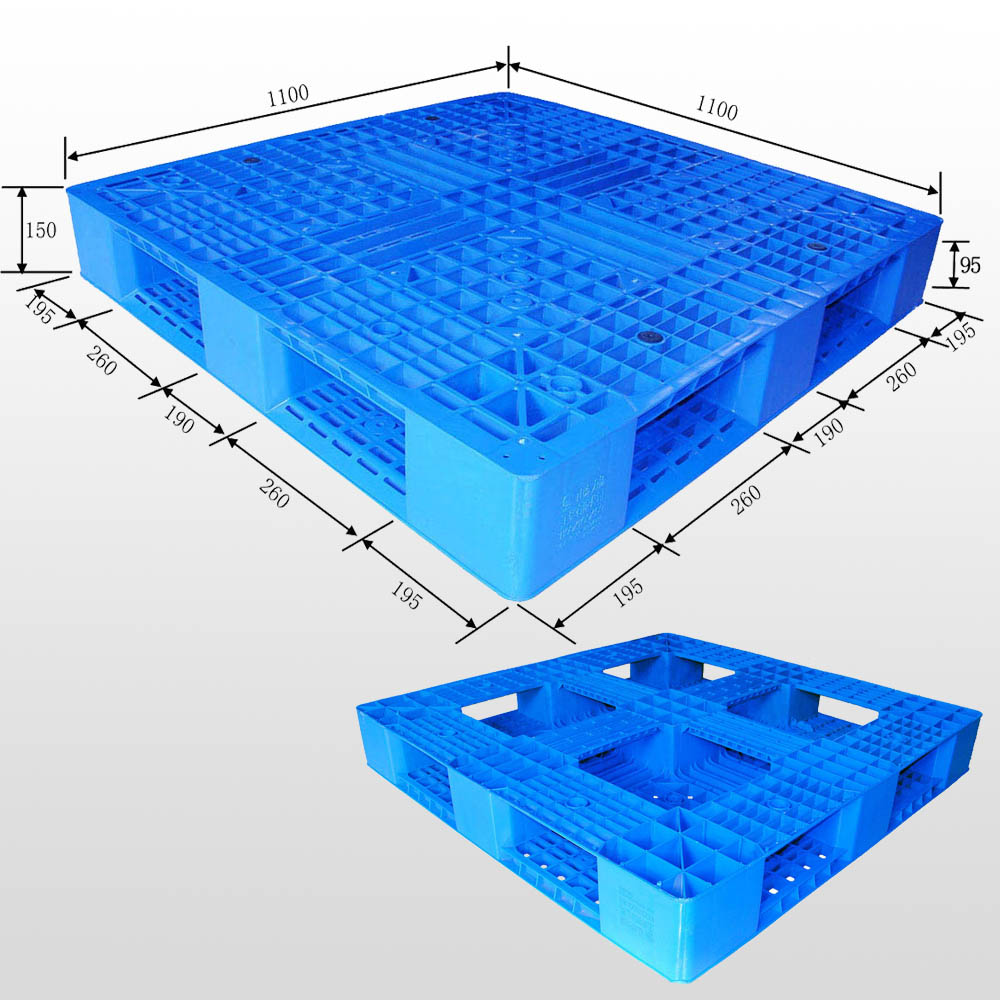  1100*1100*150 mm gro&szlig;e Kunststoffpalette mit umlaufendem Boden und offenen Decks