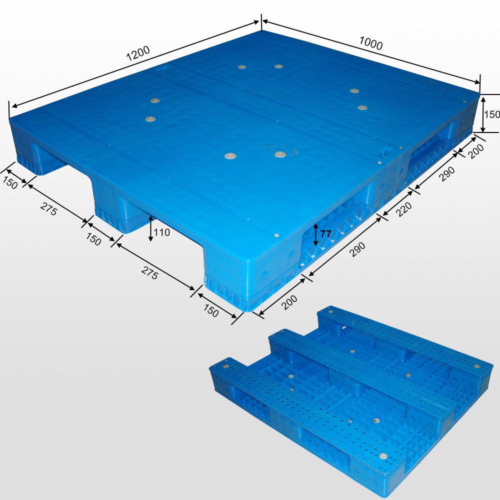 1200 x 1000 stahlverstärkte, regalfähige Kunststoffpaletten mit geschlossenem Deck