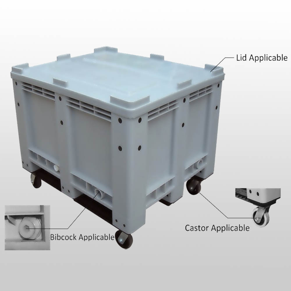 Kunststoff-Paletten-Großbehälter mit Deckel und Rädern
