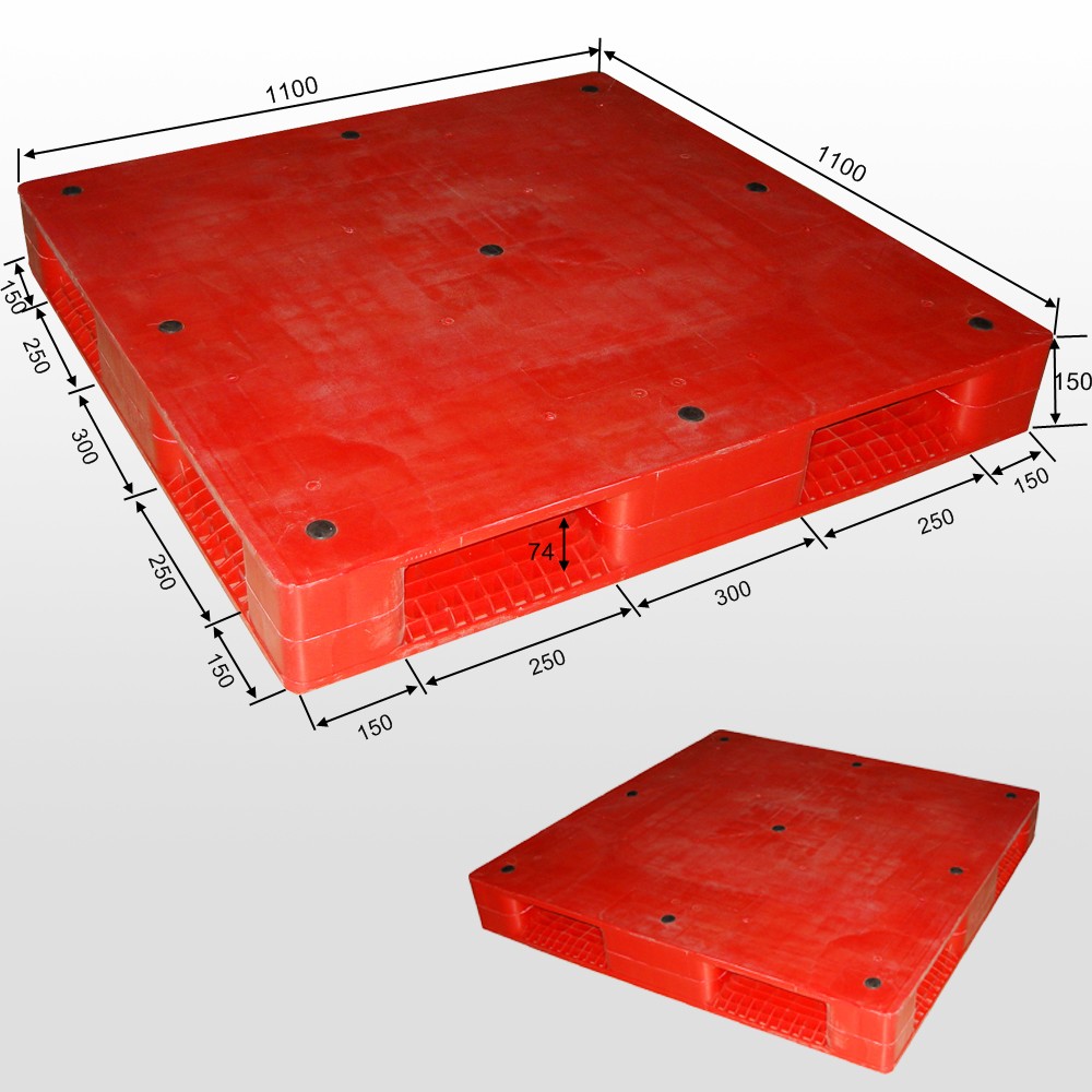  L1100*B1100*H150mm Doppelseitige Kunststoffpalette mit geschlossenem Deck