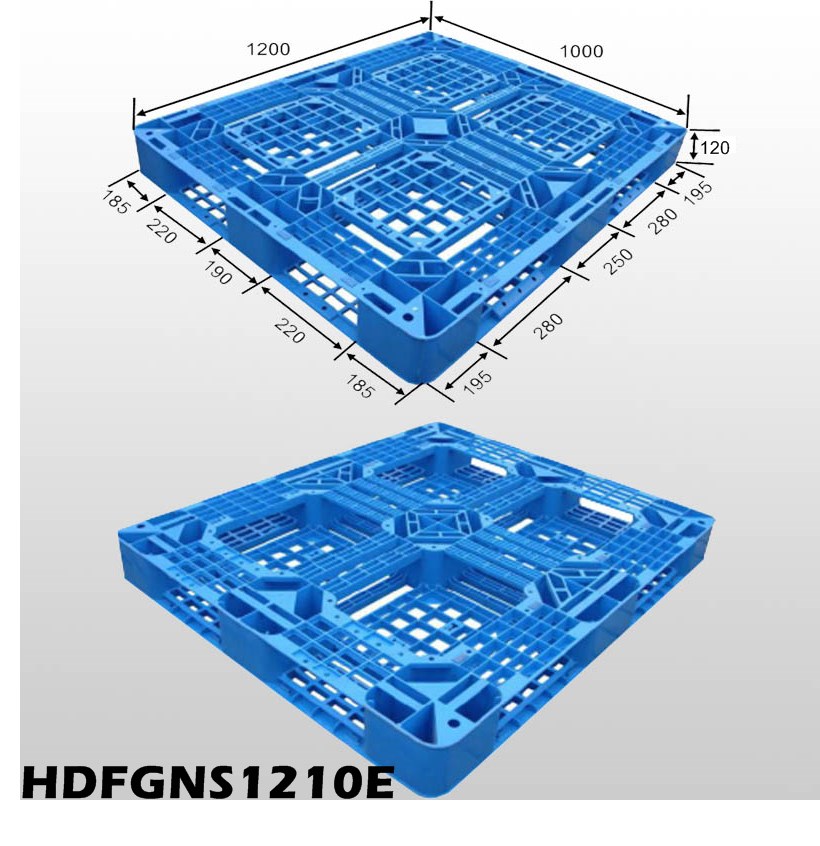 1200*1000 blaue stapelbare Kunststoffpaletten mit offenem Deck und vollem Umfang