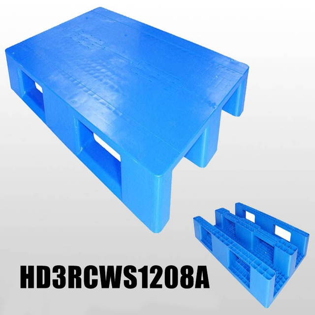 1200 x 800 blaue Hochleistungs-Kunststoffpaletten mit geschlossenem Deck und drei Kufen