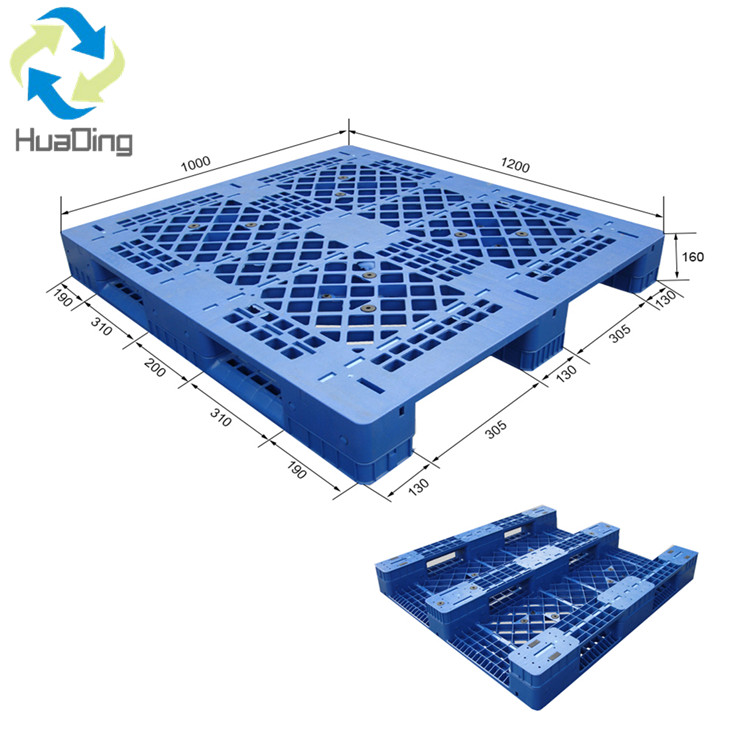 1200 x 1000 Hartplastikpalette mit drei Kufen, einseitigem Gitterdeck