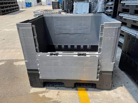 Industrielle, starre, faltbare Kunststoffpalettenbox mit geschlossenem Deck