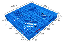 1100 x 1100 4-Wege-Lagergitter-Kunststoffpalette mit Stahlverstärkung