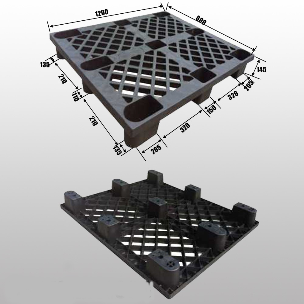 1200 x 800 günstige schwarze Exportpaletten aus recyceltem, verschachteltem Kunststoff