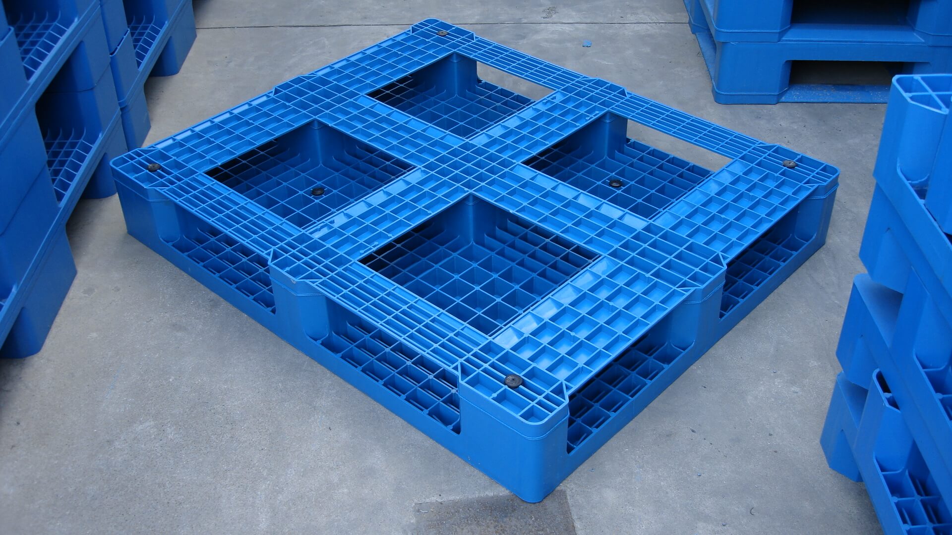 48 x 40 blaue, solide, hygienische Kunststoffpaletten zur Lagerung