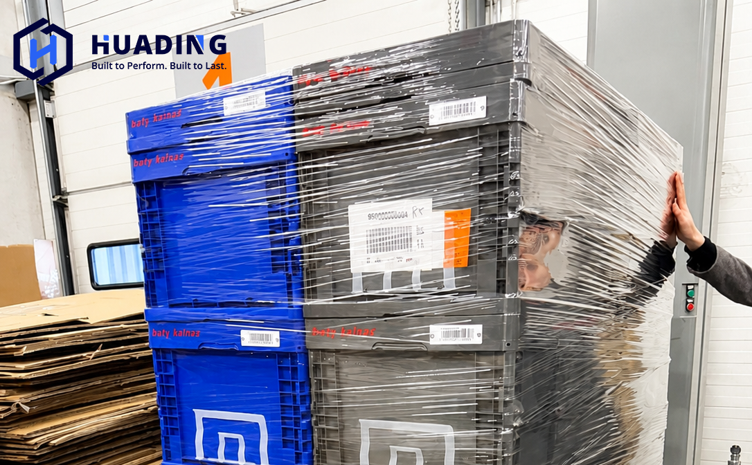 Klappbarer Beh&auml;lter mit struktureller Stabilit&auml;t, Verriegelungsplatten und RFID-Verfolgung f&uuml;r die Einzelhandelslogistik 