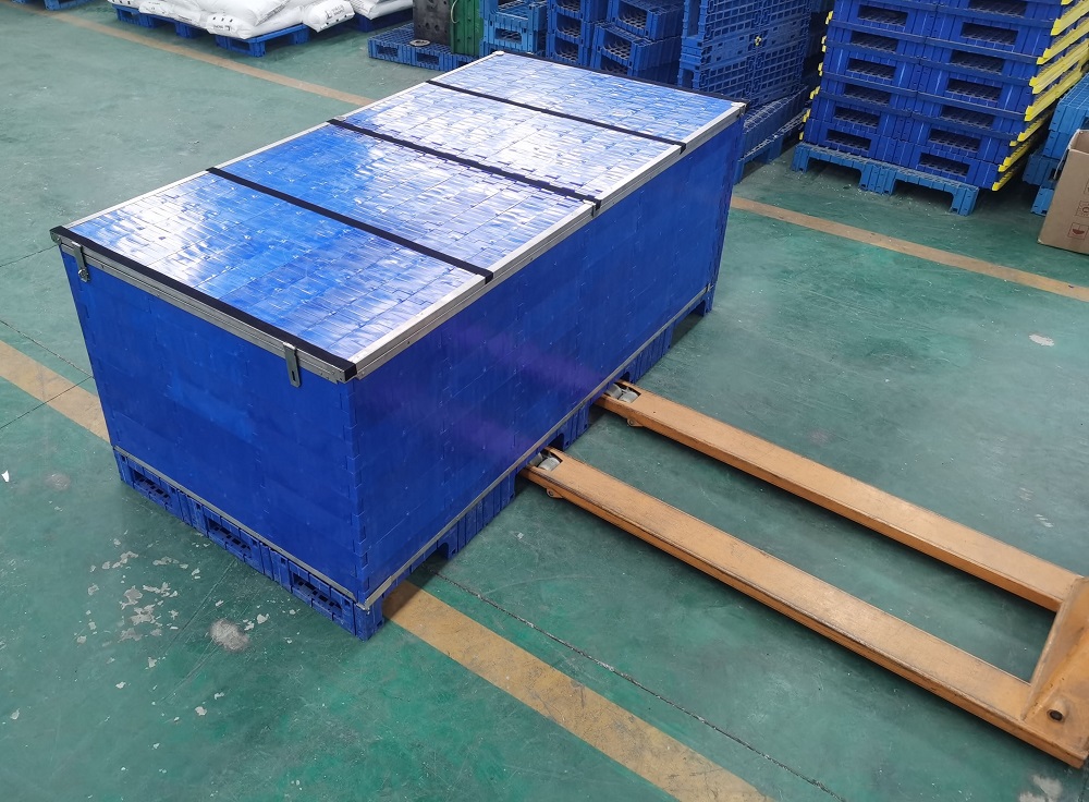 Starrer, ma&szlig;geschneiderter faltbarer Palettenbeh&auml;lter aus Kunststoff mit Deckel