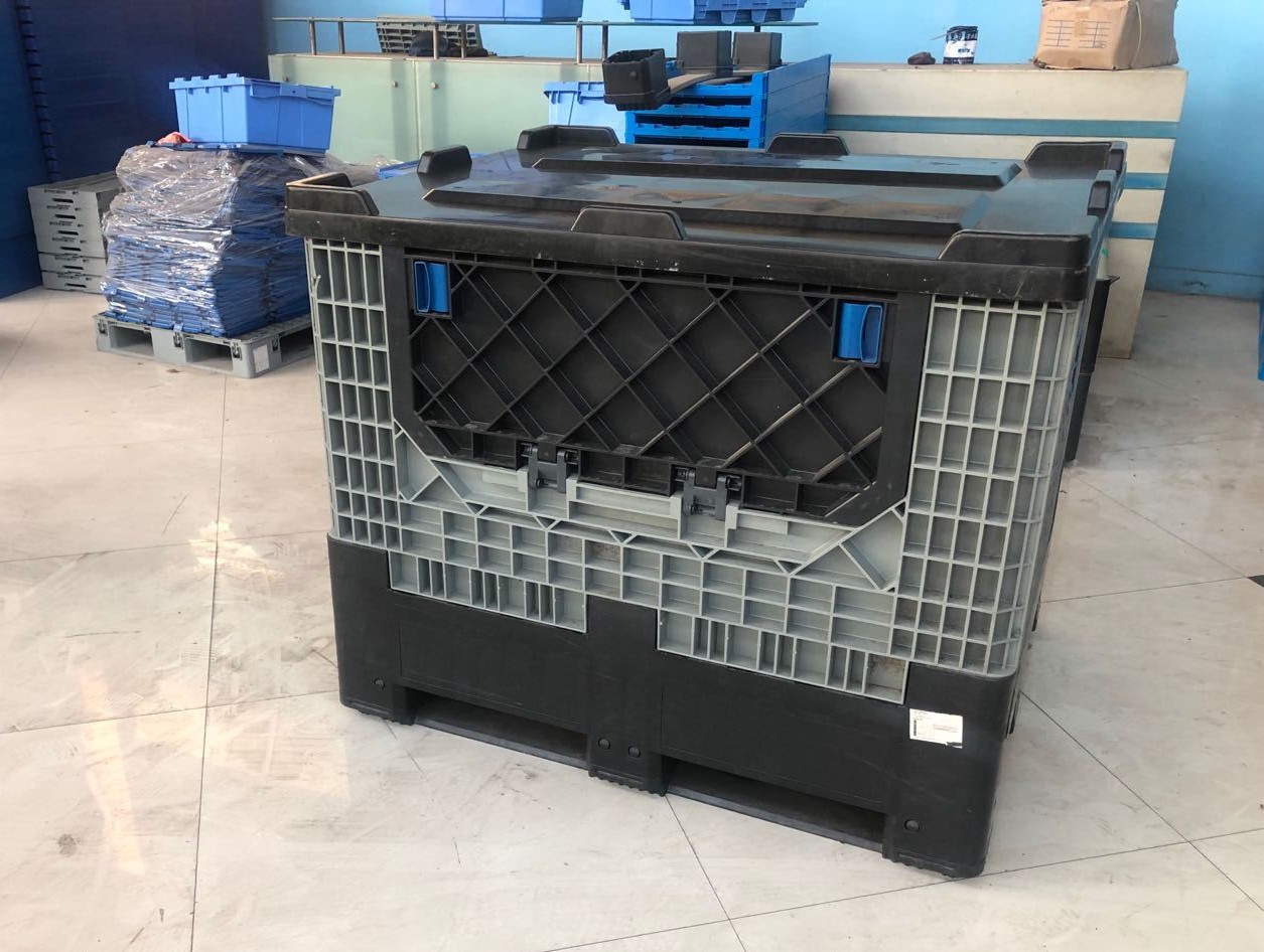 Wiederverwendbare faltbare Palettenbox aus Kunststoff mit Deckel