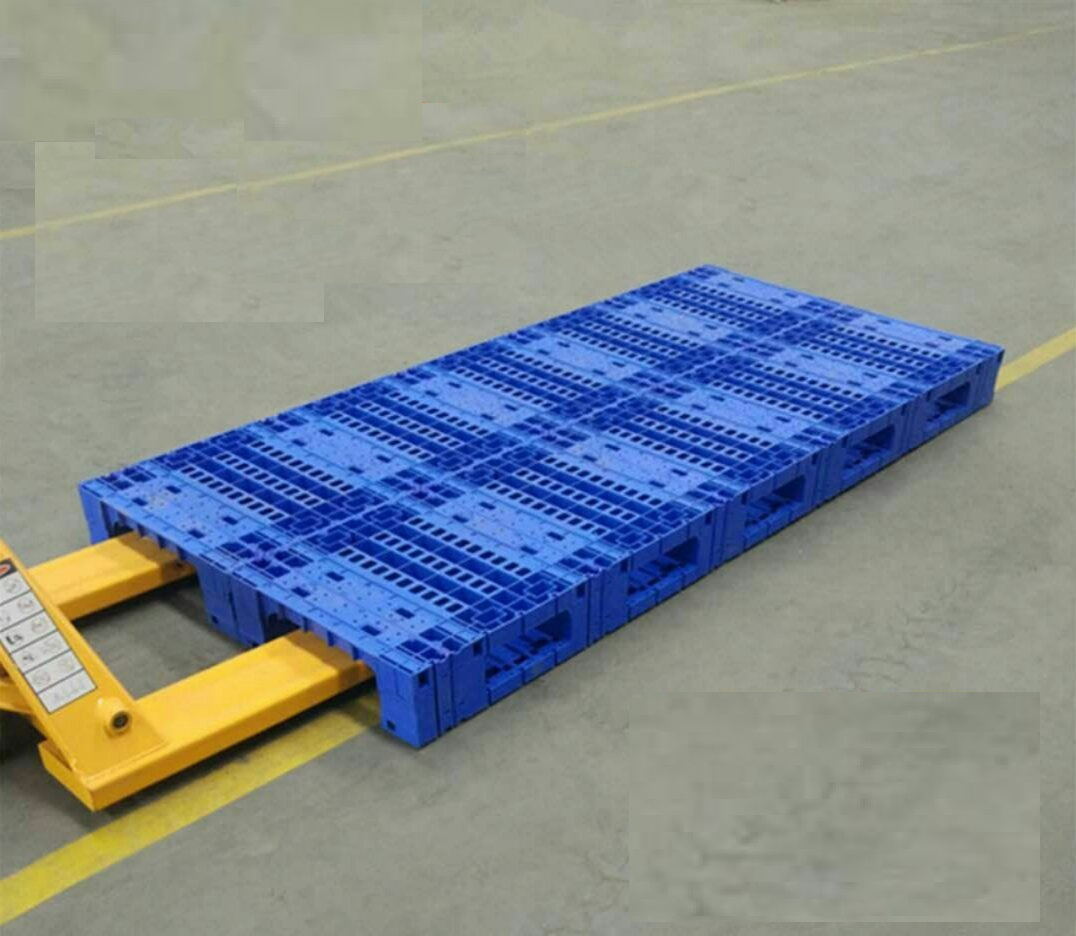 Modulare HDPE-Kunststoffpalette mit offenem Deck und drei Kufen