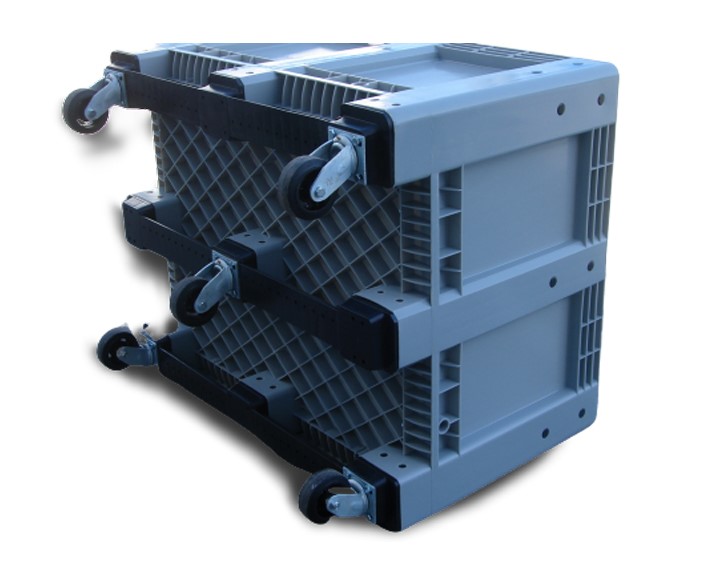 Kunststoff-Paletten-Großbehälter mit Deckel und Rädern