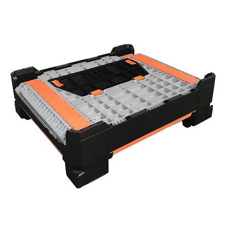 Stapelbarer, zusammenklappbarer HDPE-Aufbewahrungsbehälter für Kunststoffpaletten mit Deckel