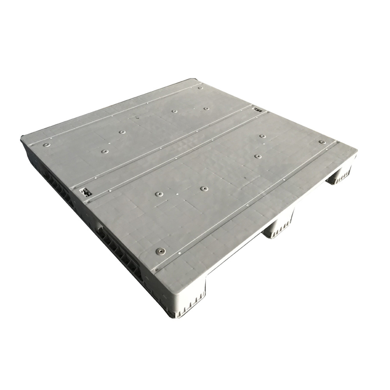1200 x 1200 graue, regalfähige RFID-Kunststoffpaletten mit fester Oberseite