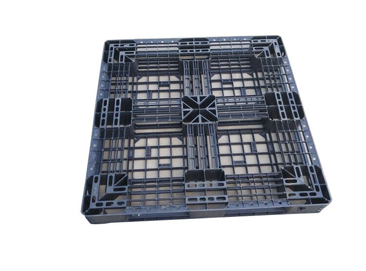 1100 x 1100 leichte schwarze Exportpaletten aus recyceltem Kunststoff