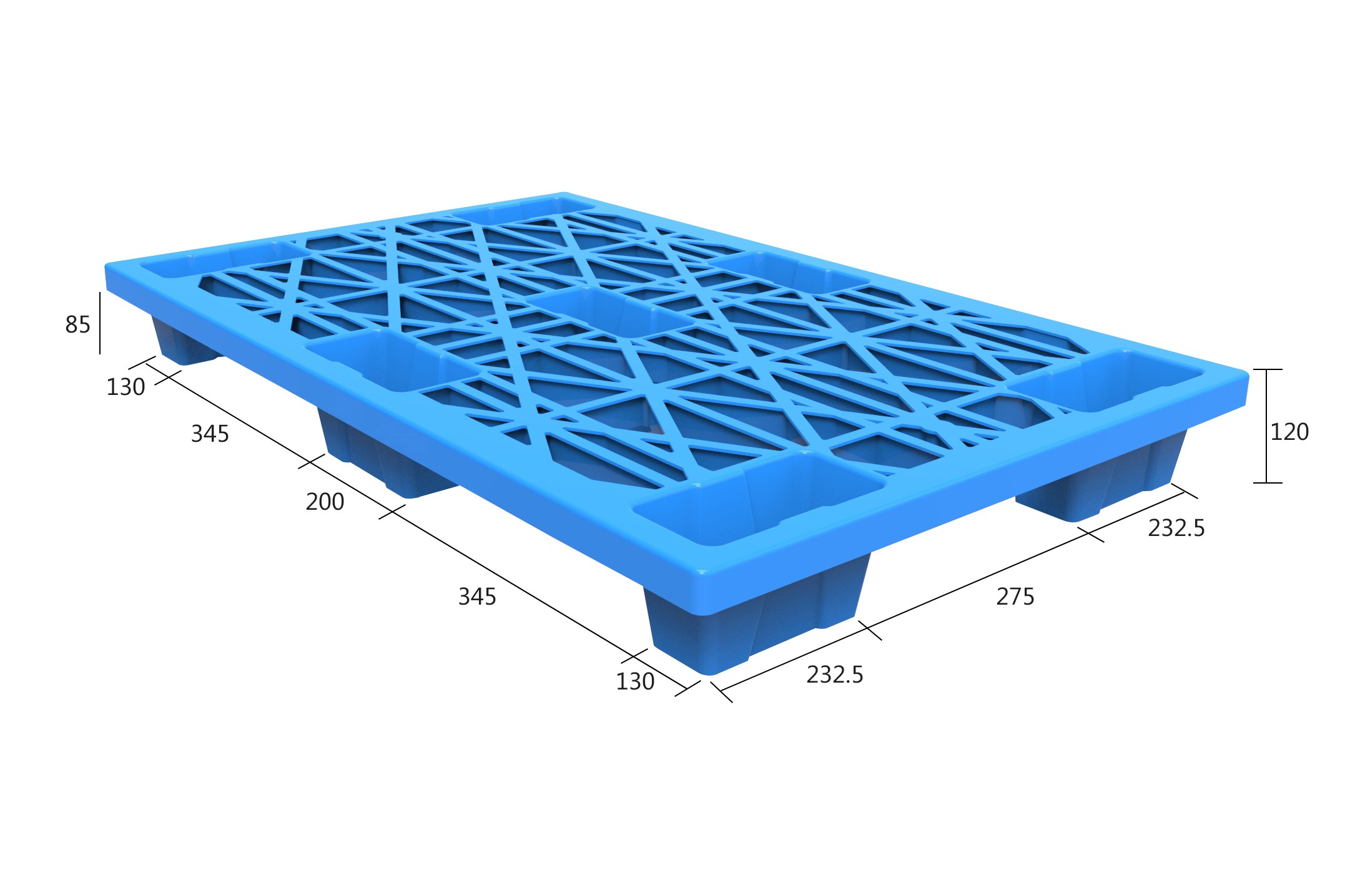 Wirtschaftliche, leichte, schachtelbare Kunststoff-Bodenpaletten mit niedrigem Profil
