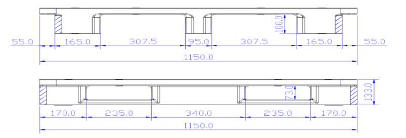 Gr&uuml;ne, quadratische, regalf&auml;hige RFID-Paletten aus Kunststoff mit niedrigem Profil
