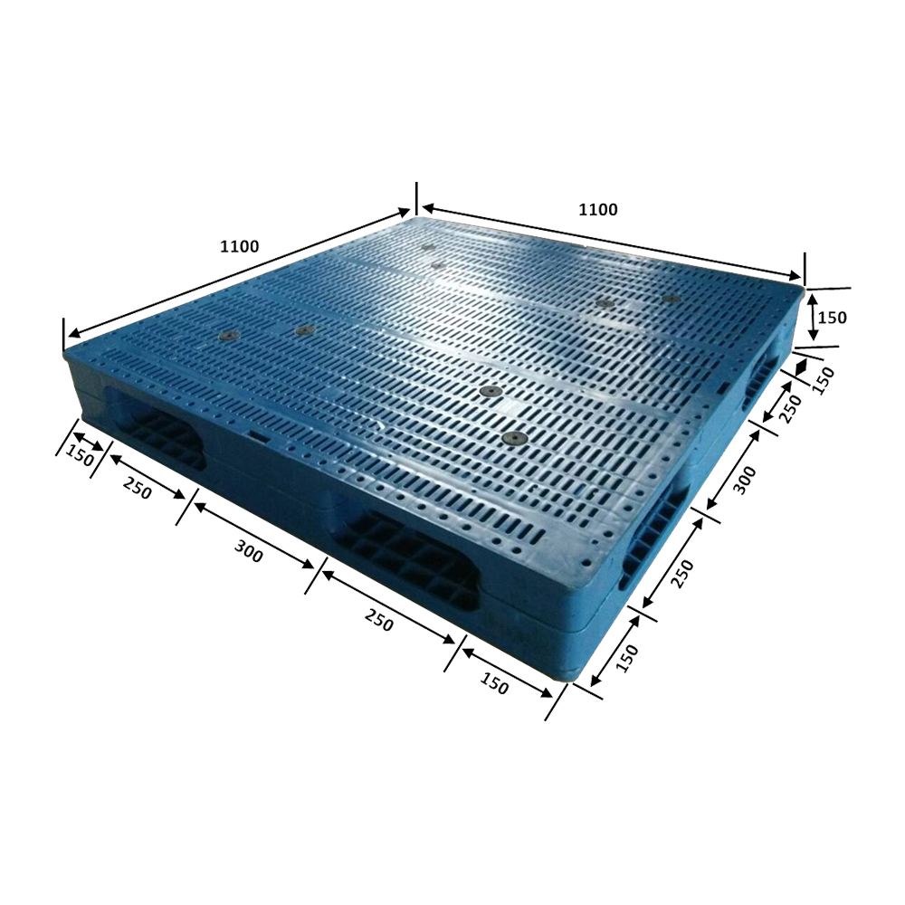 1100*1100 einseitige HDPE-Lagerkunststoffpaletten mit vollem Umfang