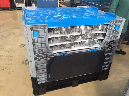 Palettenbox aus Kunststoff f&uuml;r die Verpackung von Autoteilen