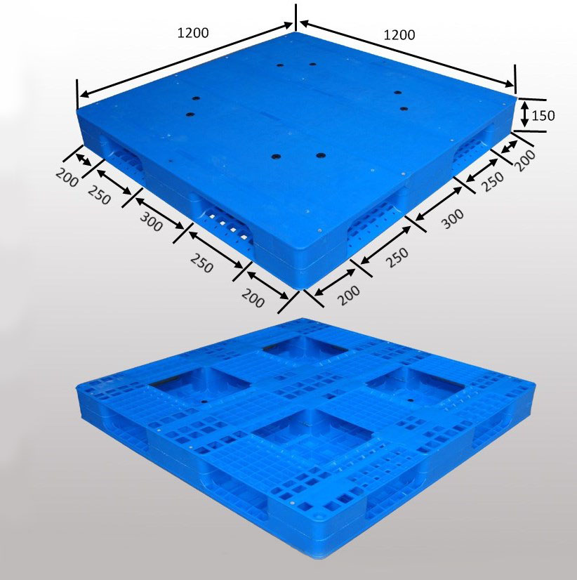 48 x 48 stapelbare Polypropylen-Kunststoffpaletten mit vollem Umfang