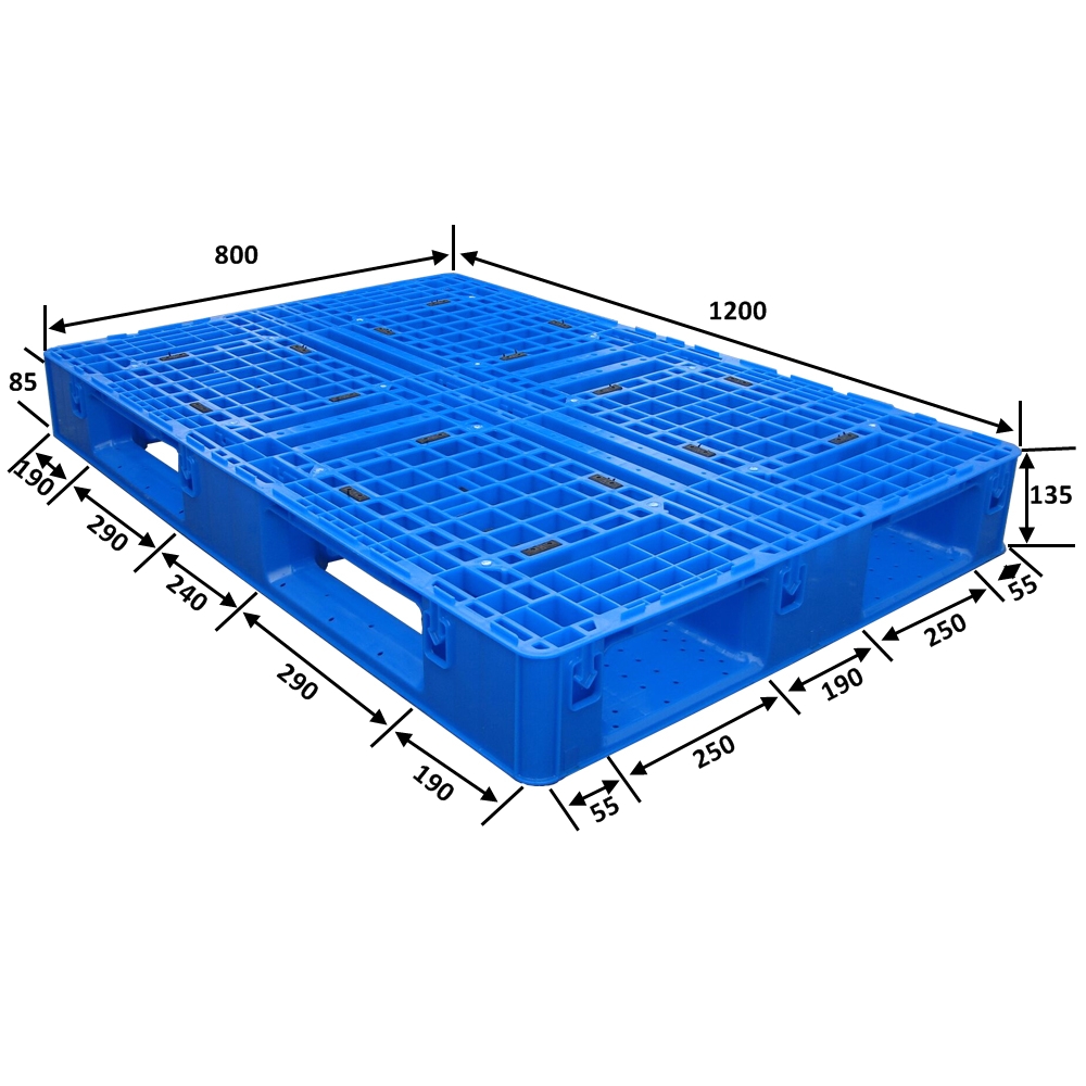 1200 x 800 stapelbare Europaletten aus Kunststoff mit niedrigem Profil