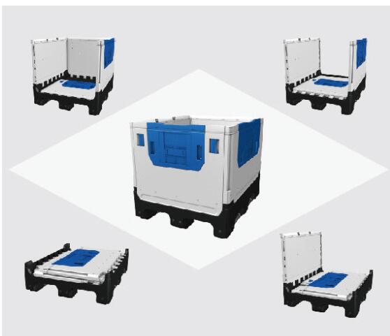 Zusammenklappbare Palettenbox aus glattem Kunststoff für Transport und Lagerung